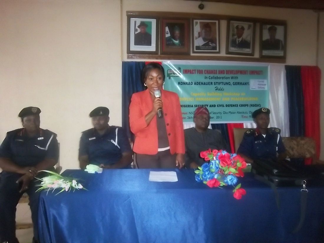 Capacity-building workshop on conflict management for the Nigeria Security and Civil Defence Corps, with Konrad Adenauer Stiftung.