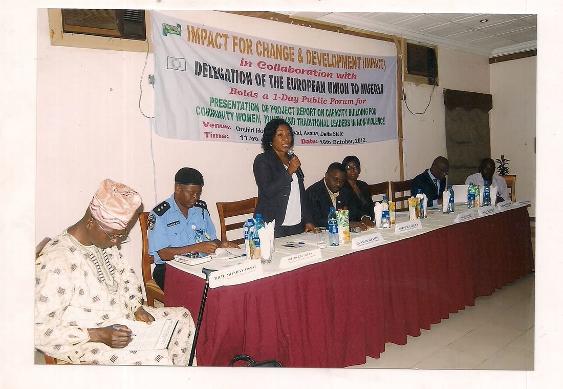 1-Day Public Forum presenting the Enhancing Peace in the Niger Delta project report, with the Delegation of the European Union to Nigeria, Orchid Hotel, Asaba.