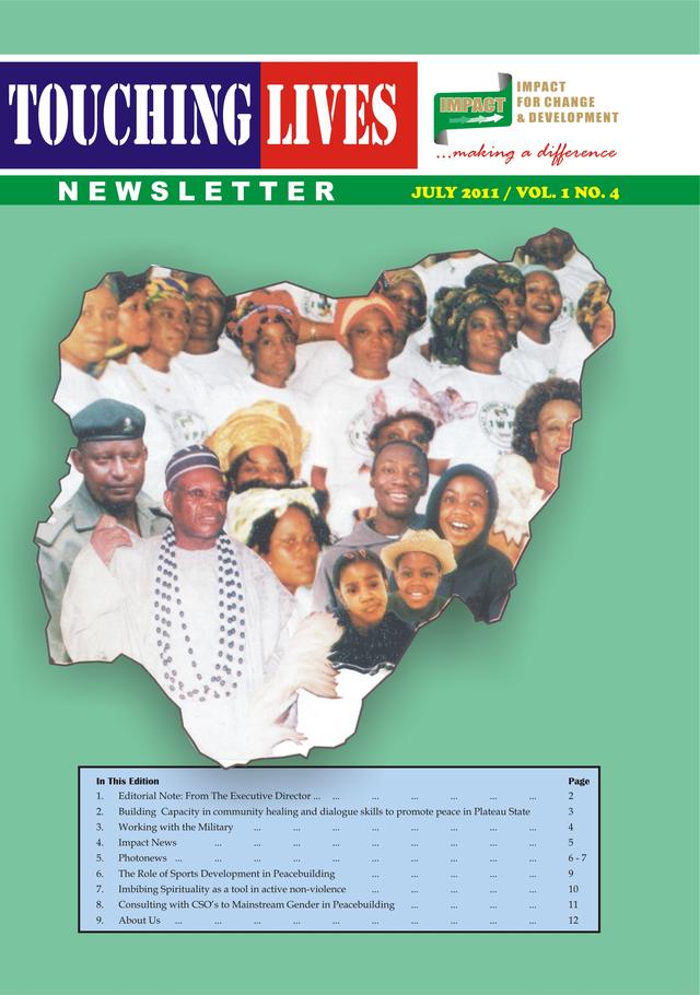 Front page of Touching Lives, the IMPACT newsletter.