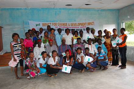 Group photograph of participants at a non-violent conflict management workshop in Ukwuani community, Delta State.